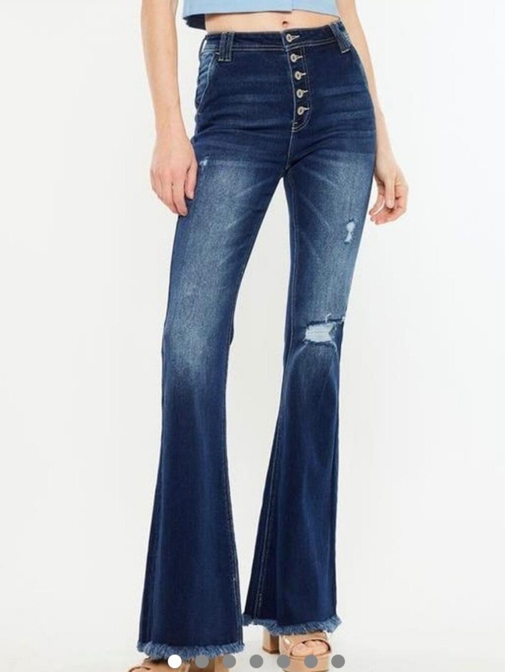 KanCan Distressed Dark Indigo Flare Jeans
